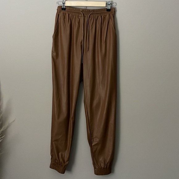 NWT High-Rise Vegan Leather Joggers - Picture 2 of 5